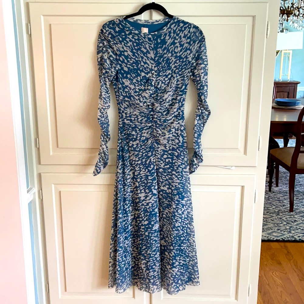 H&M Draped Mesh Dress - Blue and White - Small